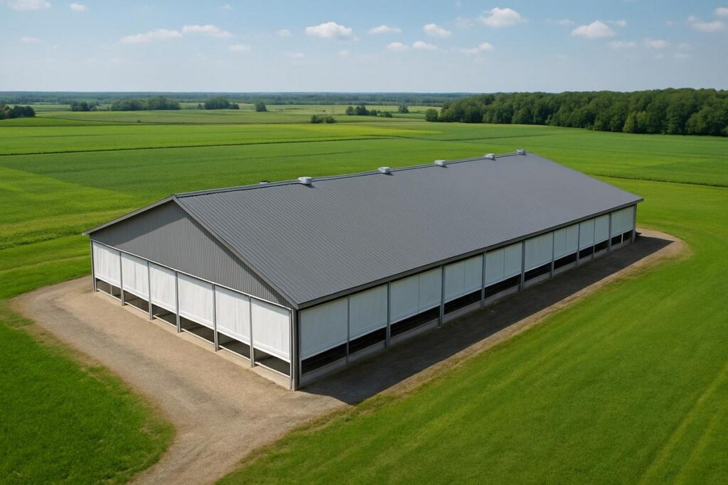 Agricultural barn curtain system providing moisture control barns ventilation and preventing condensation buildup