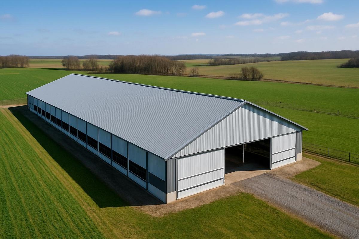 Agricultural curtains providing winter insulation livestock protection in modern barn facility