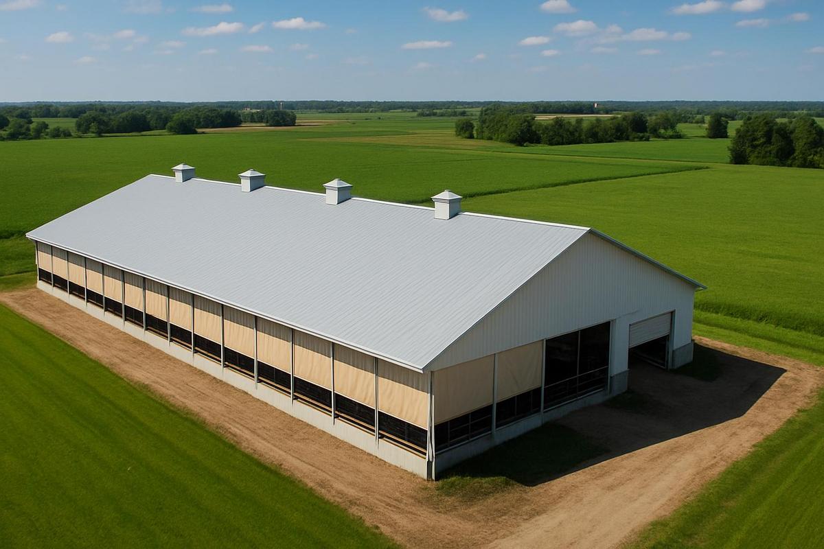 Agricultural barn curtains reduce energy costs through adjustable ventilation and insulation control